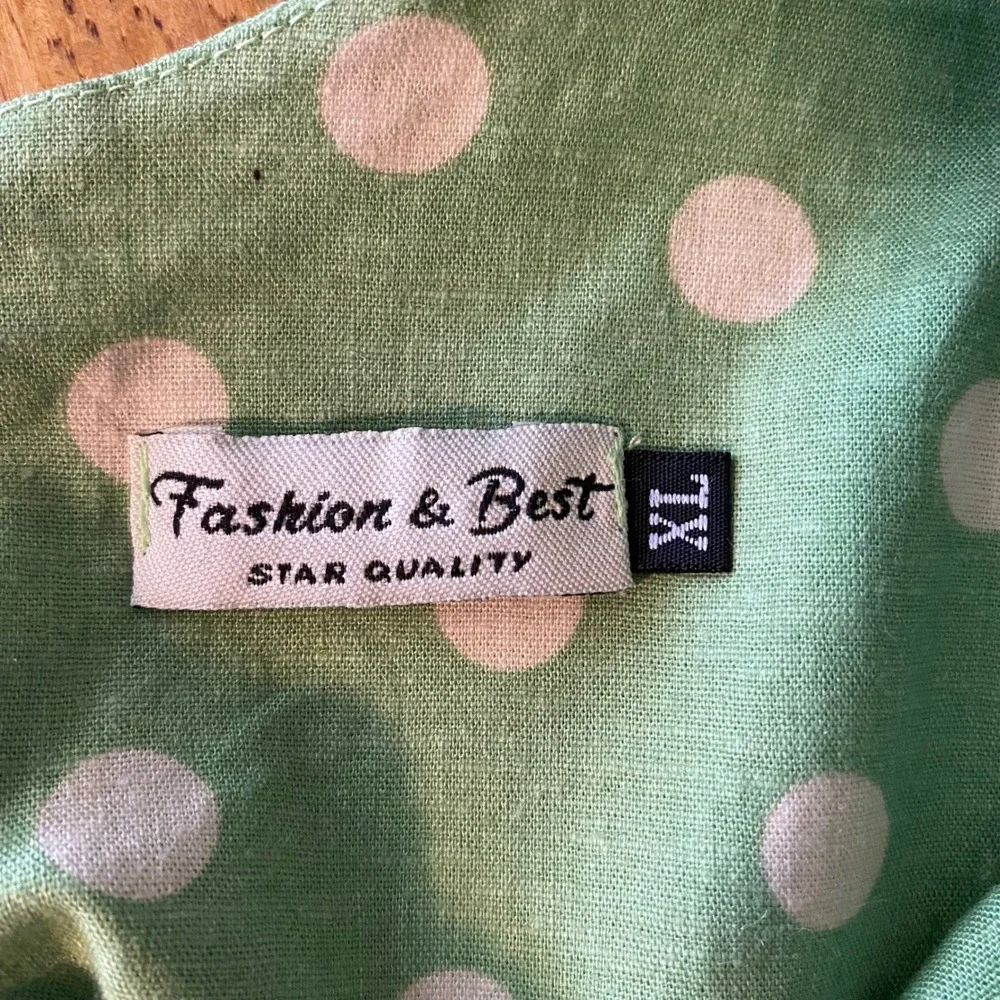 Fashion & Best Crop Top Women XL Green White‎ Polka Dot Rockabilly Pinup Picnic